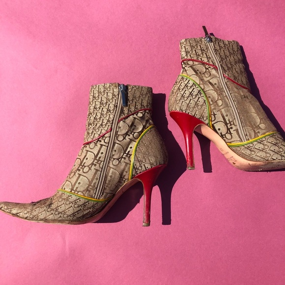 Christian Dior SZ 7 Vintage Rasta Booties Shoes - Picture 5 of 6